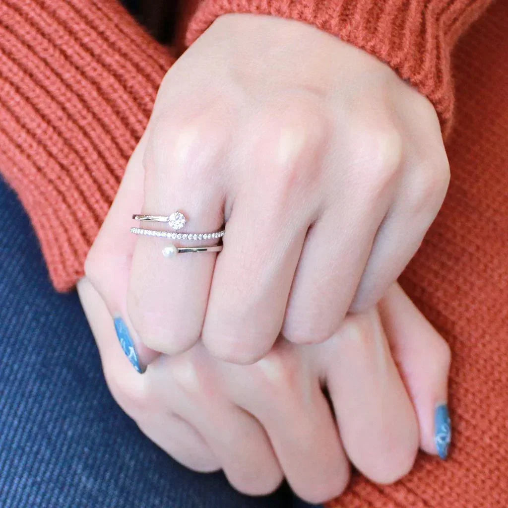 Silver Rings for Women 316L Stainless Steel DA134 - AAA Grade Cubic Zirconia in Clear - Jewelry Store by Erik Rayo