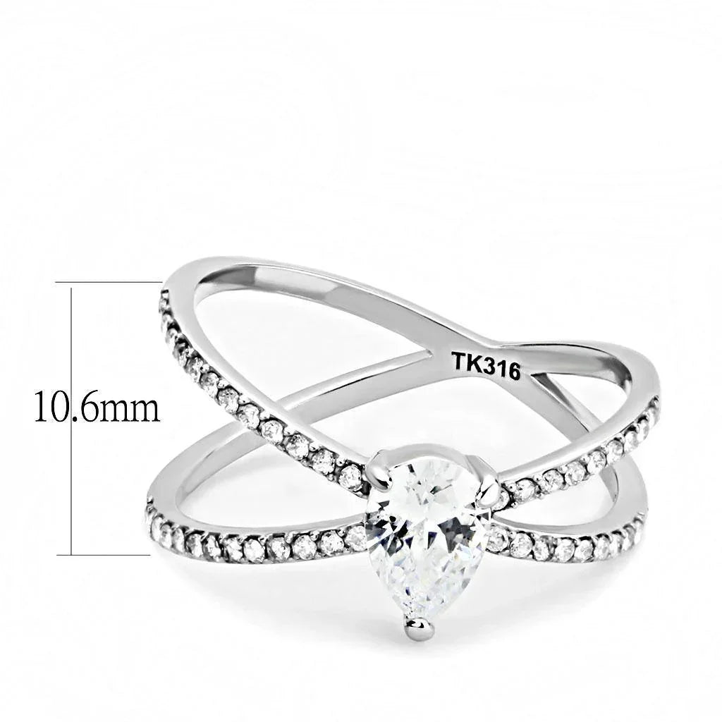 Silver Rings for Women 316L Stainless Steel DA135 - AAA Grade Cubic Zirconia in Clear - Jewelry Store by Erik Rayo