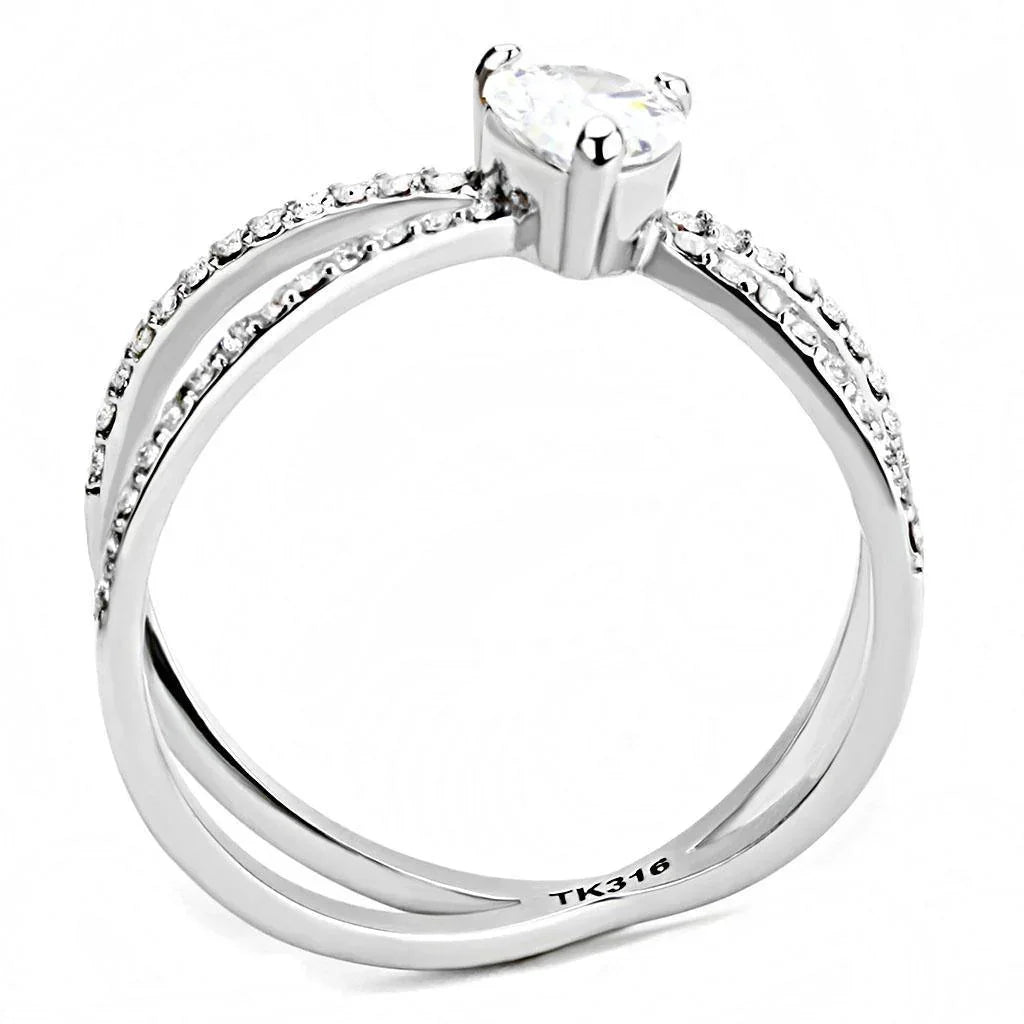 Silver Rings for Women 316L Stainless Steel DA135 - AAA Grade Cubic Zirconia in Clear - Jewelry Store by Erik Rayo