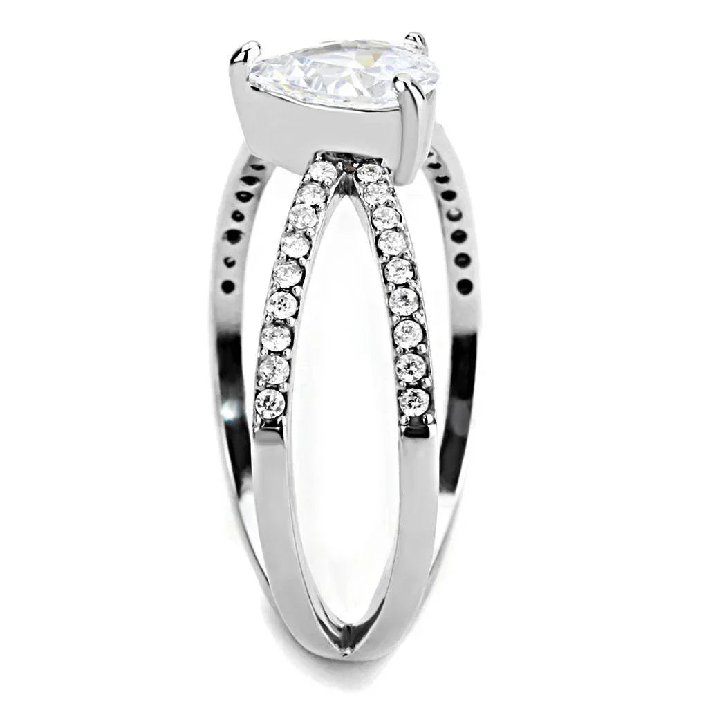 Silver Rings for Women 316L Stainless Steel DA135 - AAA Grade Cubic Zirconia in Clear - Jewelry Store by Erik Rayo