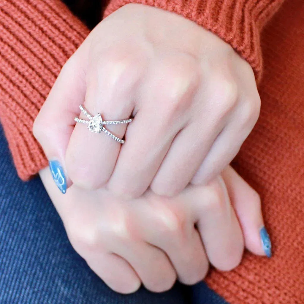 Silver Rings for Women 316L Stainless Steel DA135 - AAA Grade Cubic Zirconia in Clear - Jewelry Store by Erik Rayo