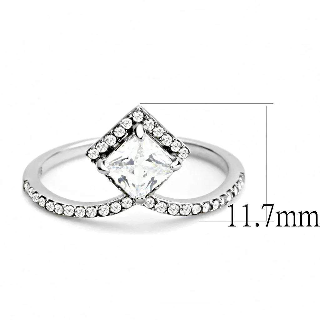 Silver Rings for Women 316L Stainless Steel DA136 - AAA Grade Cubic Zirconia in Clear - Jewelry Store by Erik Rayo