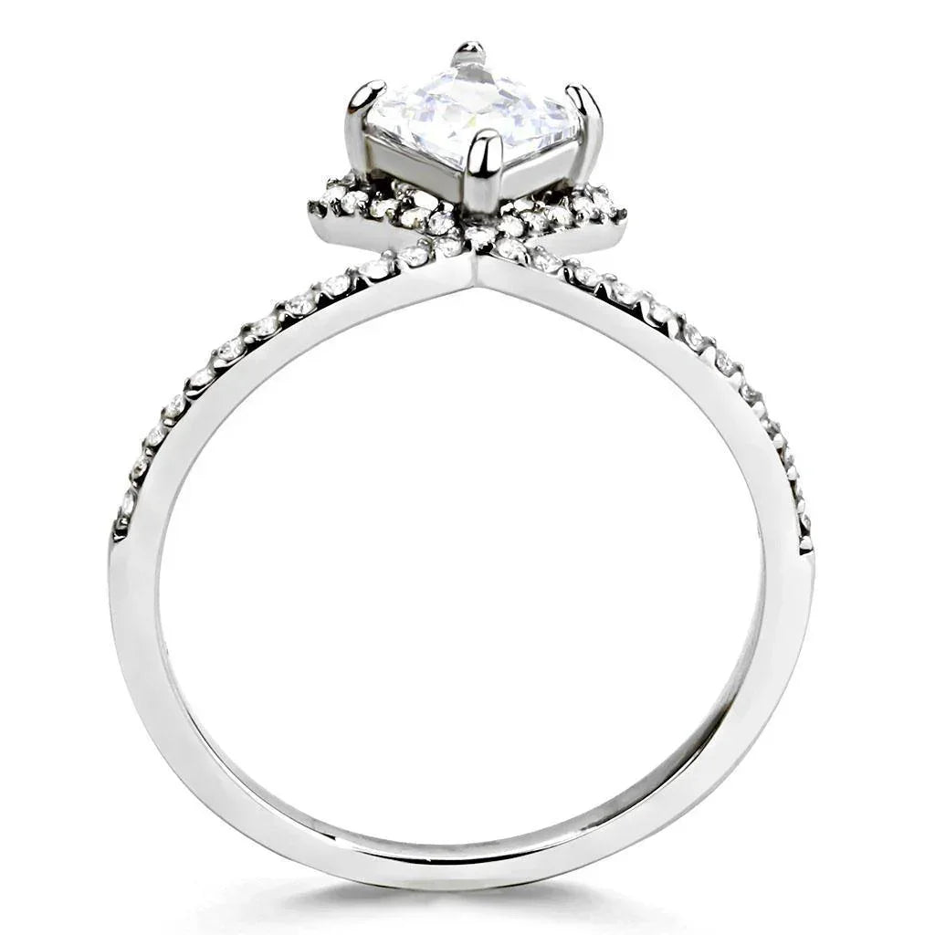 Silver Rings for Women 316L Stainless Steel DA136 - AAA Grade Cubic Zirconia in Clear - Jewelry Store by Erik Rayo