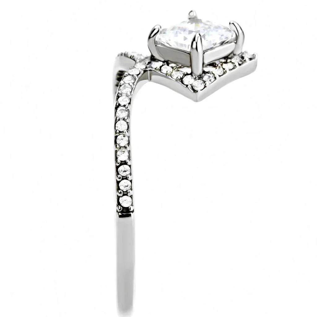 Silver Rings for Women 316L Stainless Steel DA136 - AAA Grade Cubic Zirconia in Clear - Jewelry Store by Erik Rayo