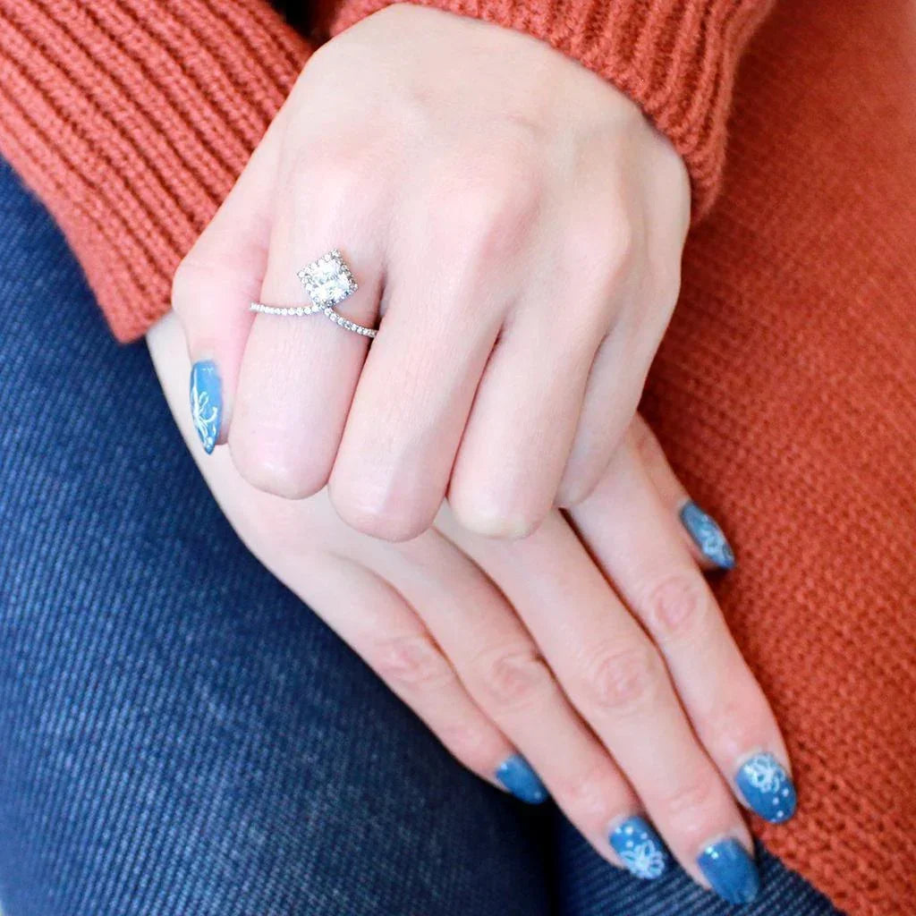 Silver Rings for Women 316L Stainless Steel DA136 - AAA Grade Cubic Zirconia in Clear - Jewelry Store by Erik Rayo