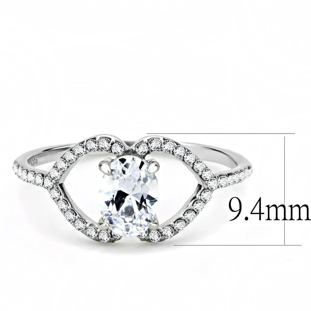 Silver Rings for Women 316L Stainless Steel DA137 - AAA Grade Cubic Zirconia in Clear - Jewelry Store by Erik Rayo