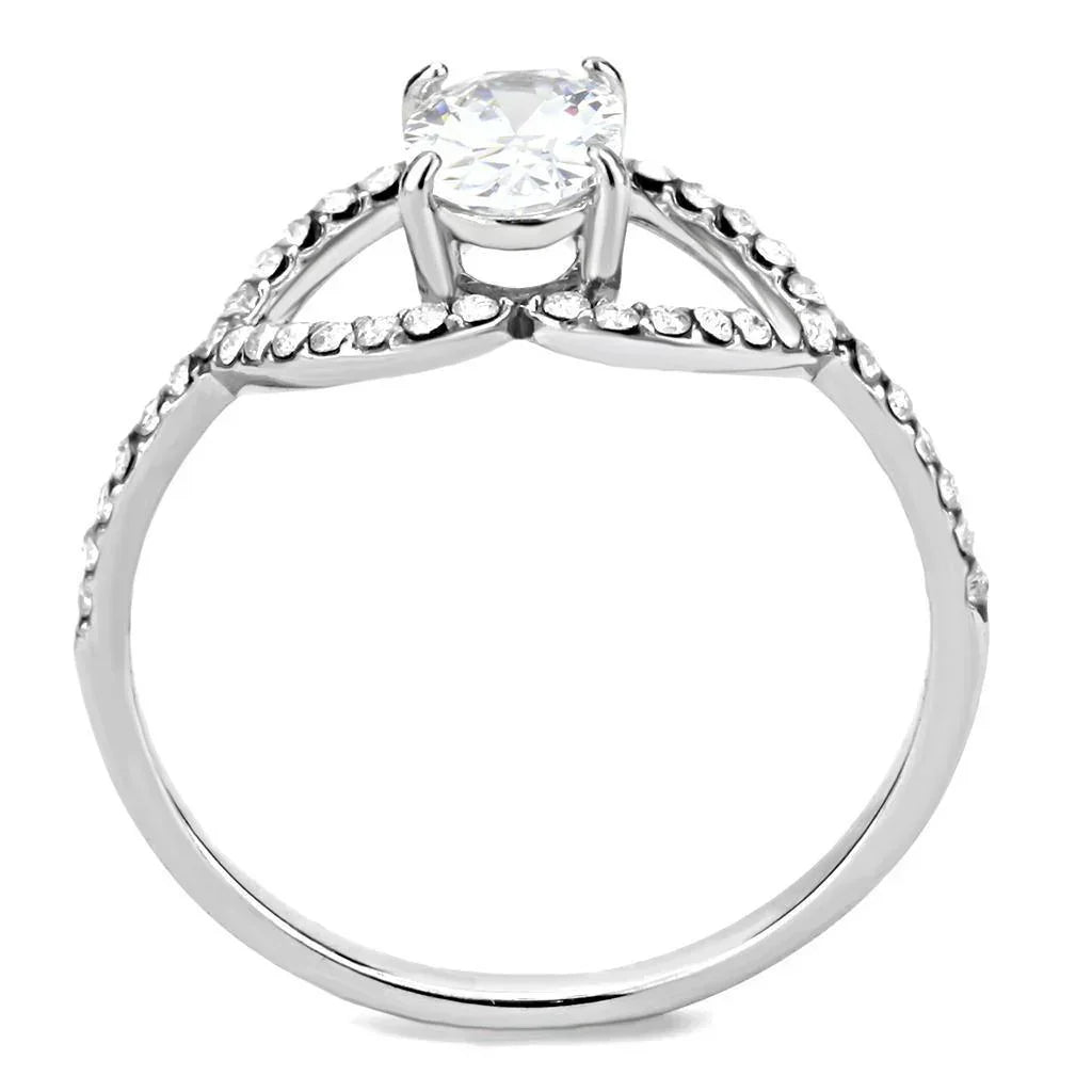 Silver Rings for Women 316L Stainless Steel DA137 - AAA Grade Cubic Zirconia in Clear - Jewelry Store by Erik Rayo
