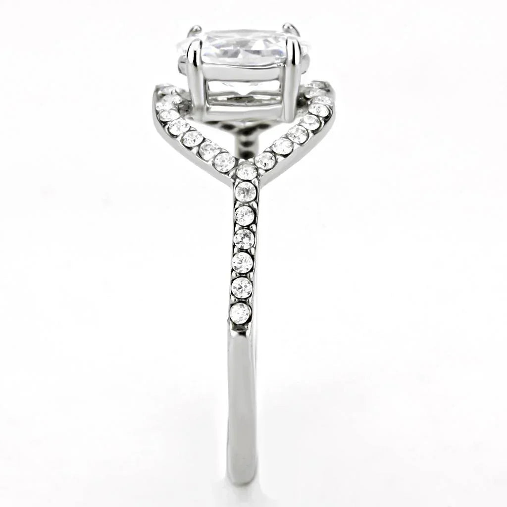 Silver Rings for Women 316L Stainless Steel DA137 - AAA Grade Cubic Zirconia in Clear - Jewelry Store by Erik Rayo