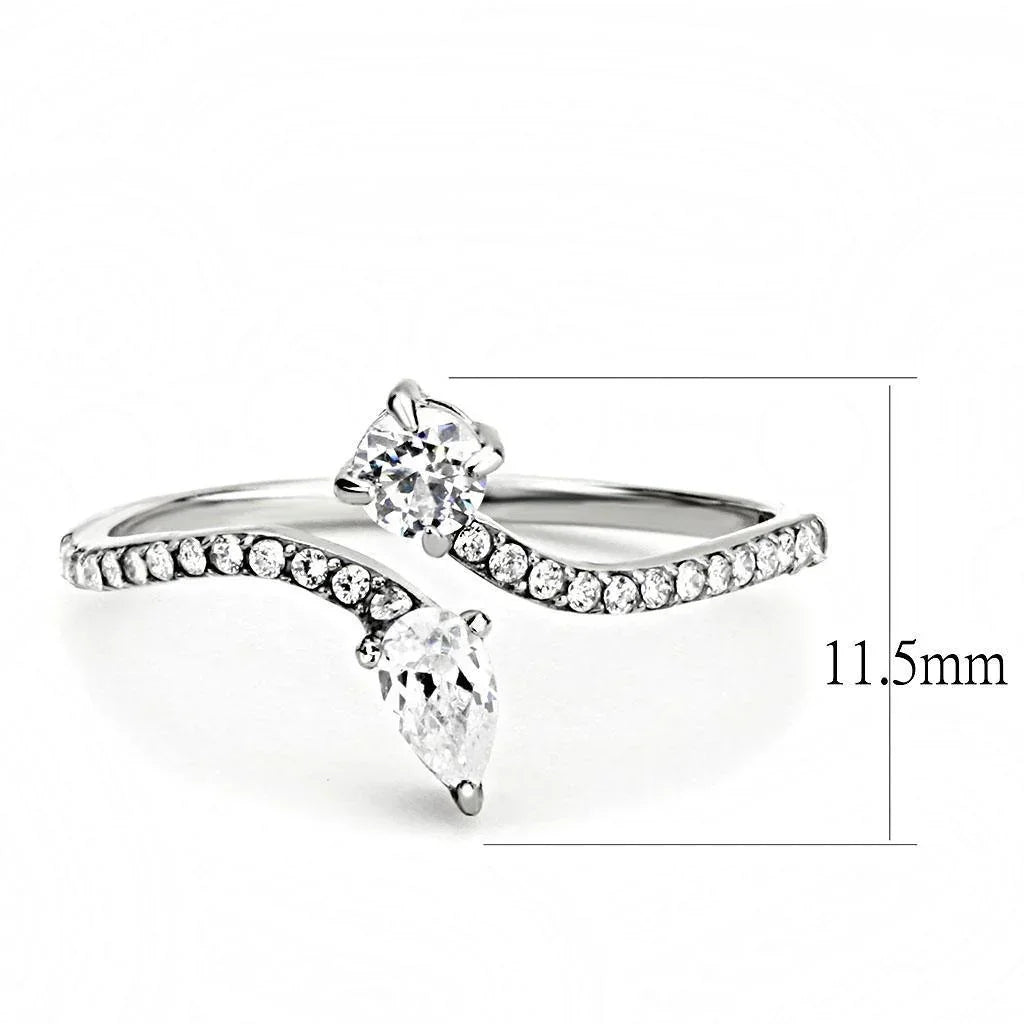 Silver Rings for Women 316L Stainless Steel DA138 - AAA Grade Cubic Zirconia in Clear - Jewelry Store by Erik Rayo