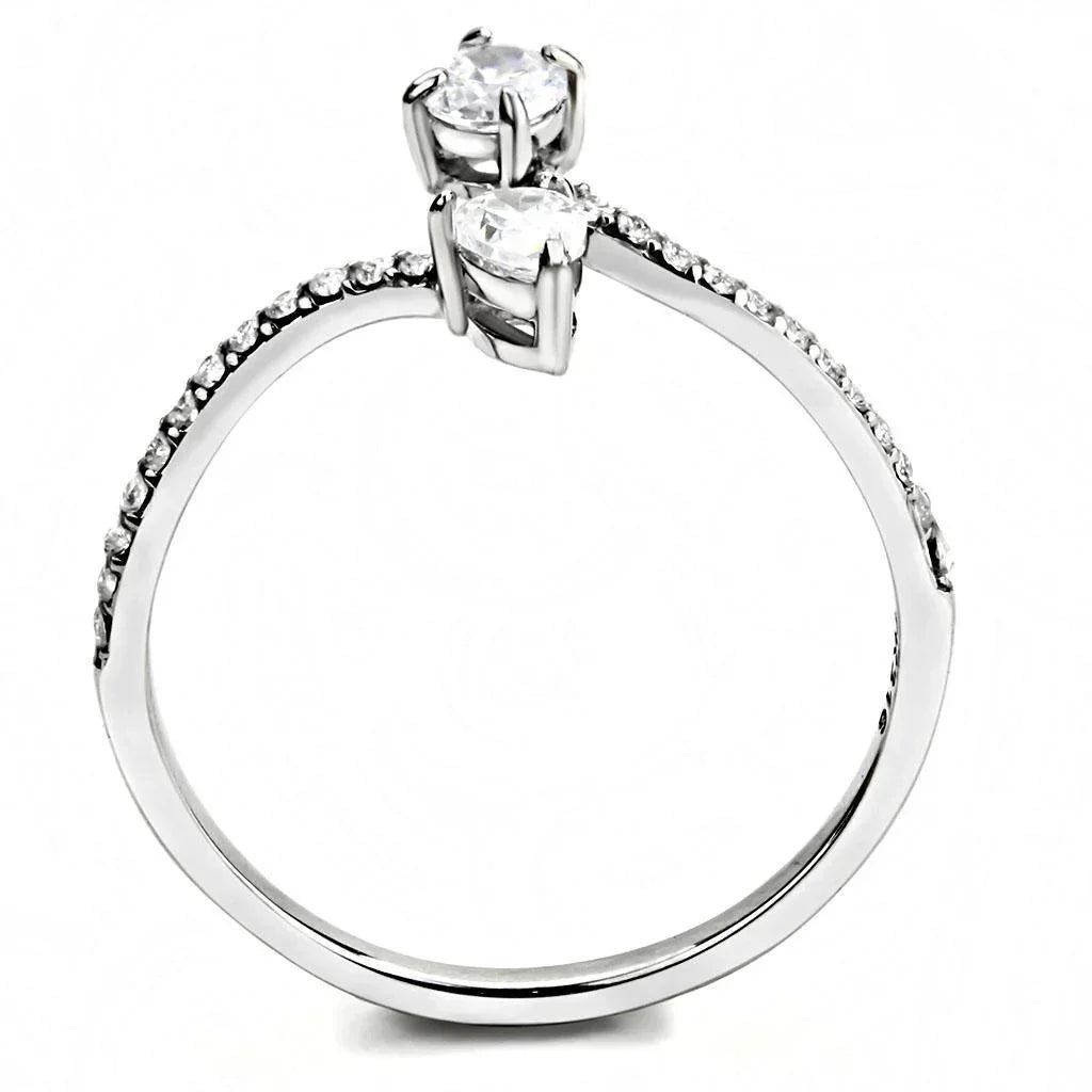 Silver Rings for Women 316L Stainless Steel DA138 - AAA Grade Cubic Zirconia in Clear - Jewelry Store by Erik Rayo