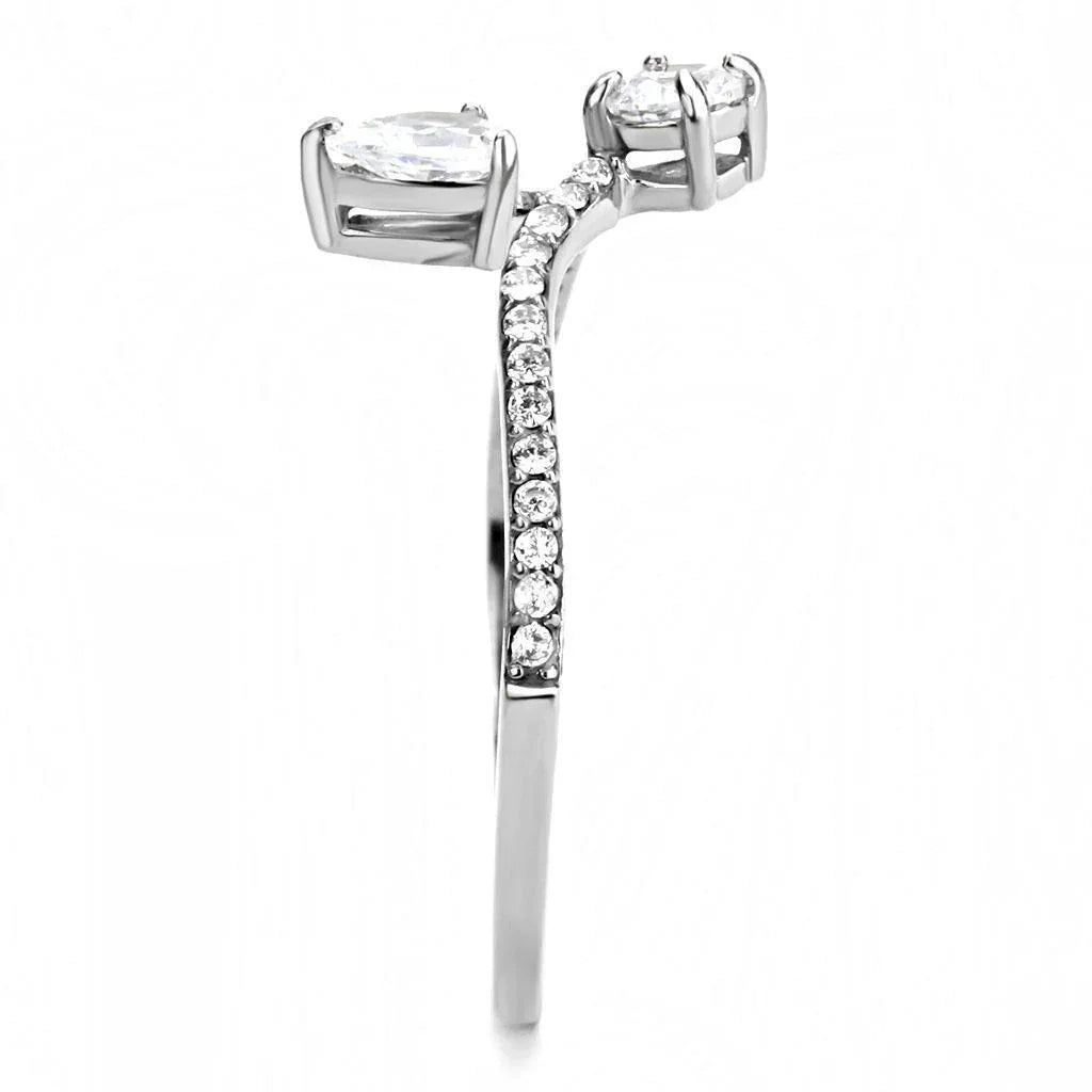Silver Rings for Women 316L Stainless Steel DA138 - AAA Grade Cubic Zirconia in Clear - Jewelry Store by Erik Rayo