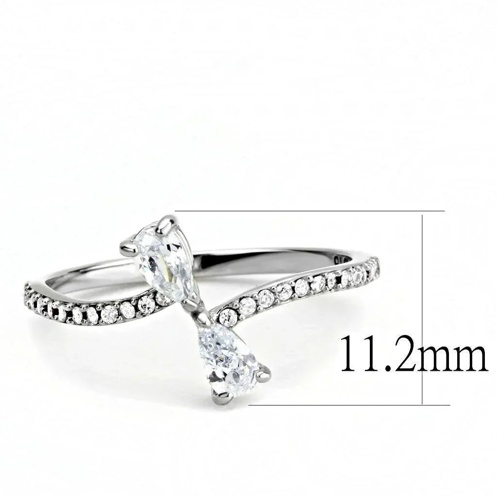 Silver Rings for Women 316L Stainless Steel DA139 - AAA Grade Cubic Zirconia in Clear - Jewelry Store by Erik Rayo