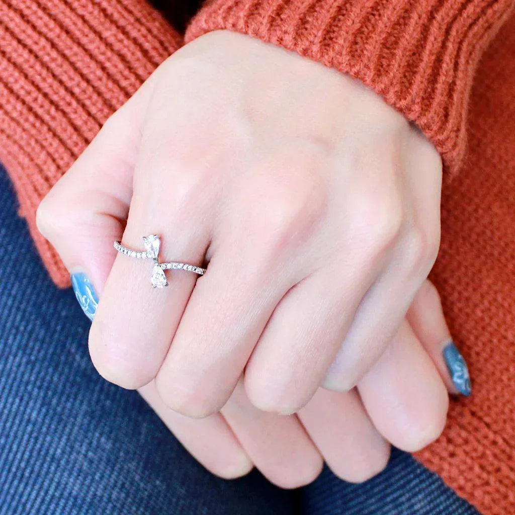 Silver Rings for Women 316L Stainless Steel DA139 - AAA Grade Cubic Zirconia in Clear - Jewelry Store by Erik Rayo