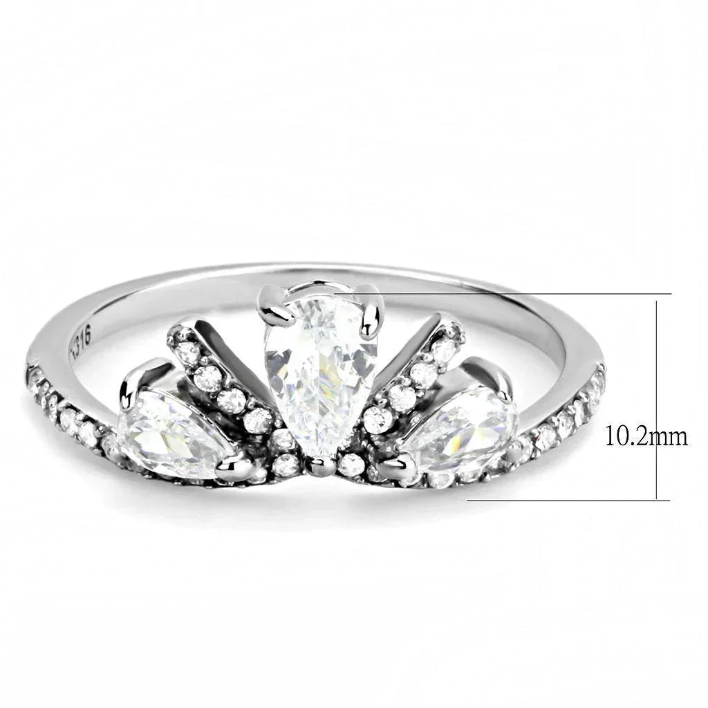 Silver Rings for Women 316L Stainless Steel DA140 - AAA Grade Cubic Zirconia in Clear - Jewelry Store by Erik Rayo