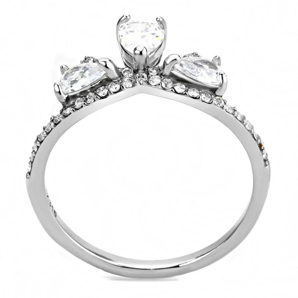 Silver Rings for Women 316L Stainless Steel DA140 - AAA Grade Cubic Zirconia in Clear - Jewelry Store by Erik Rayo