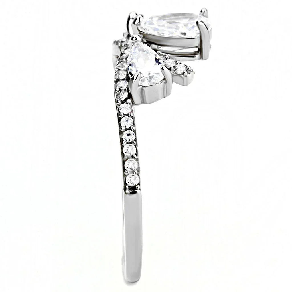 Silver Rings for Women 316L Stainless Steel DA140 - AAA Grade Cubic Zirconia in Clear - Jewelry Store by Erik Rayo
