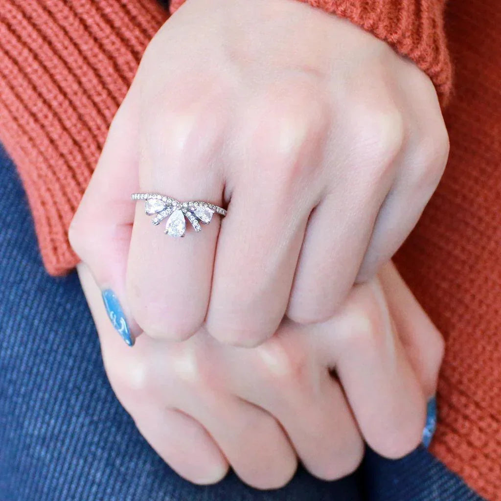 Silver Rings for Women 316L Stainless Steel DA140 - AAA Grade Cubic Zirconia in Clear - Jewelry Store by Erik Rayo