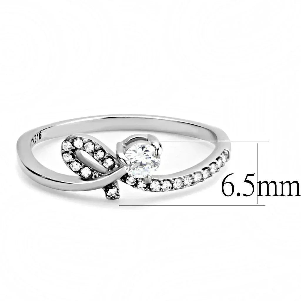 Silver Rings for Women 316L Stainless Steel DA142 - AAA Grade Cubic Zirconia in Clear - Jewelry Store by Erik Rayo