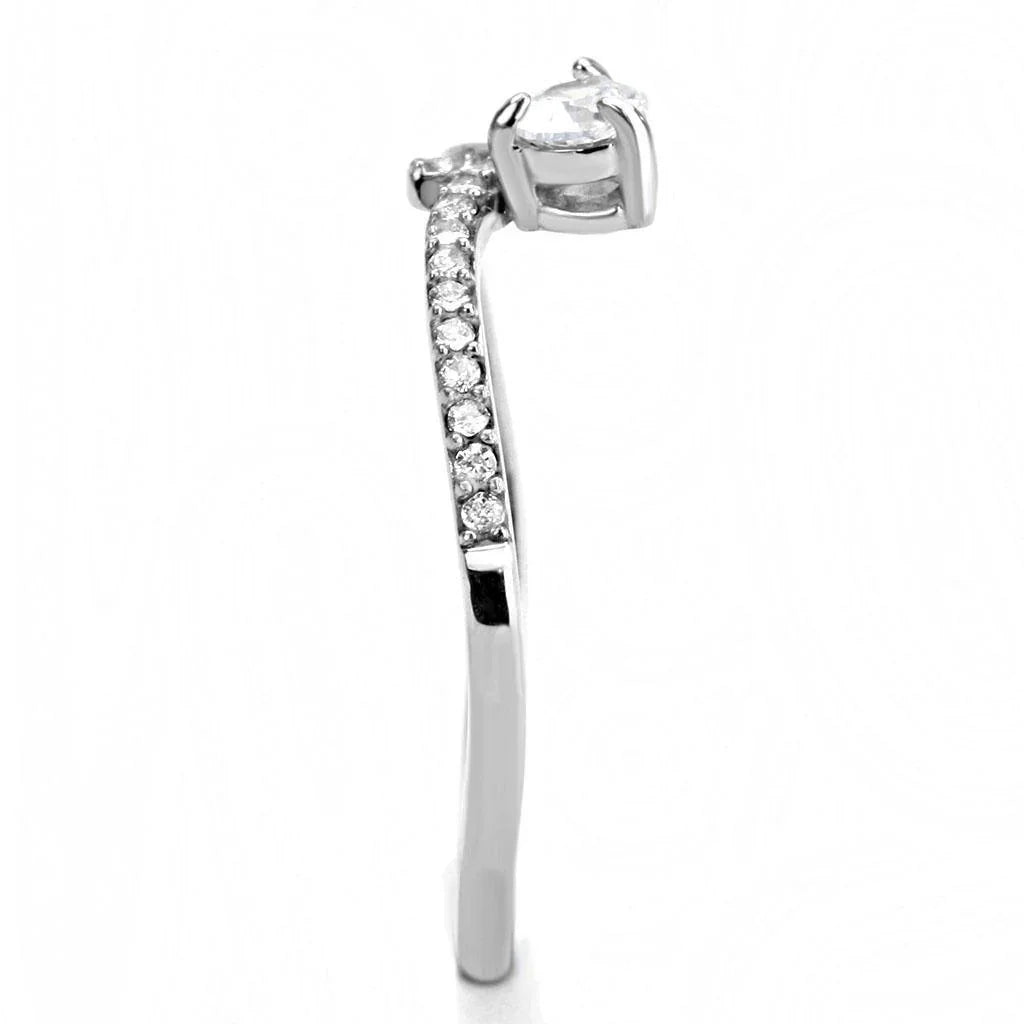 Silver Rings for Women 316L Stainless Steel DA142 - AAA Grade Cubic Zirconia in Clear - Jewelry Store by Erik Rayo