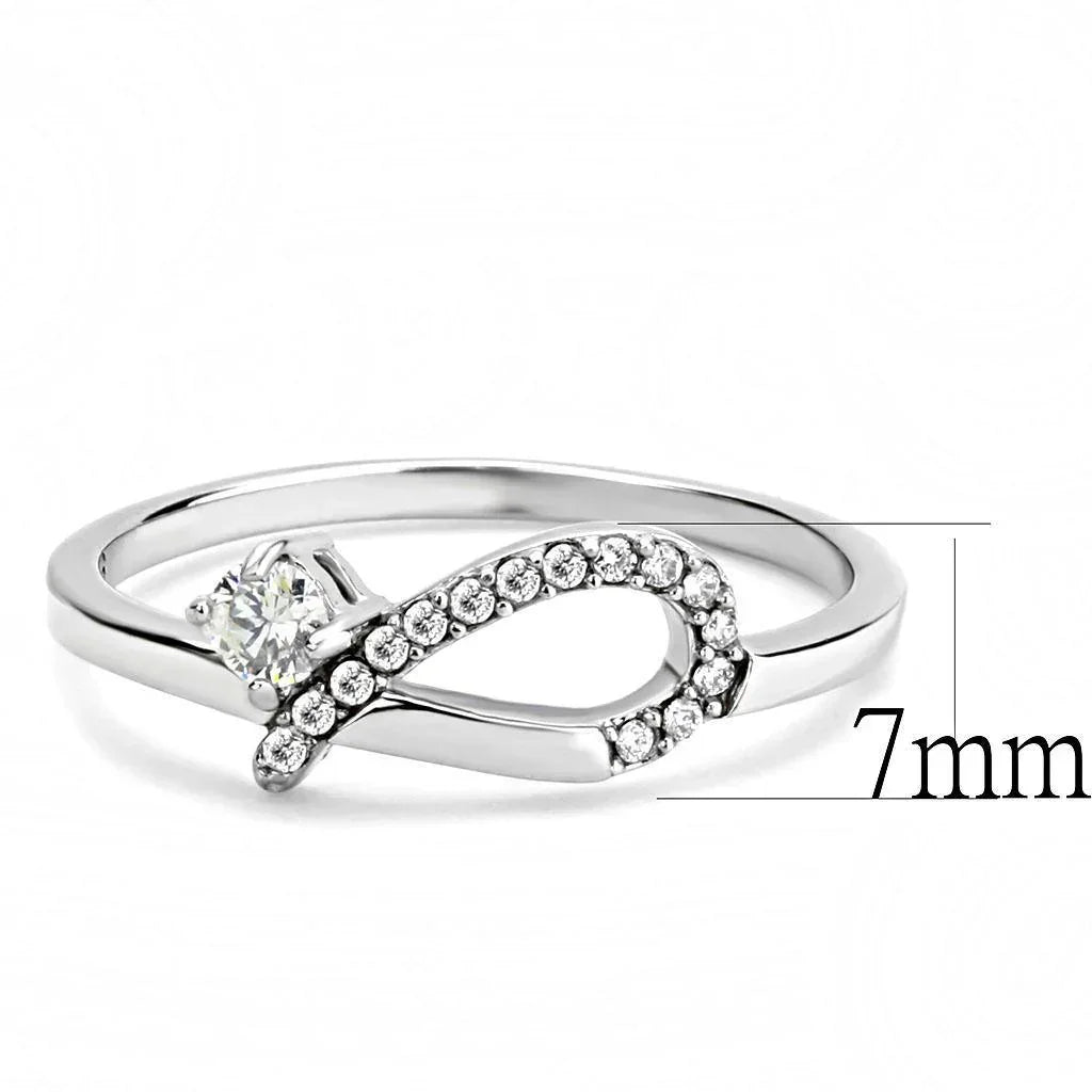 Silver Rings for Women 316L Stainless Steel DA143 - AAA Grade Cubic Zirconia in Clear - Jewelry Store by Erik Rayo