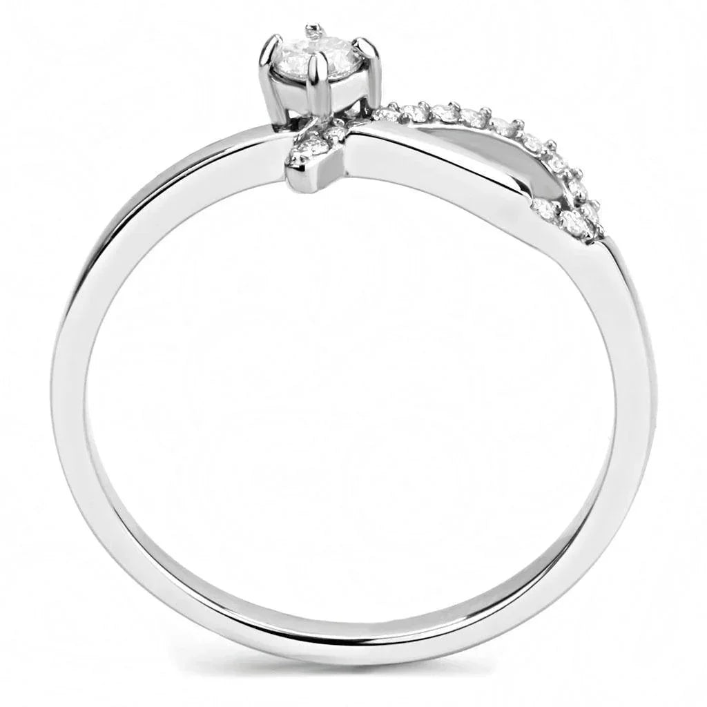 Silver Rings for Women 316L Stainless Steel DA143 - AAA Grade Cubic Zirconia in Clear - Jewelry Store by Erik Rayo