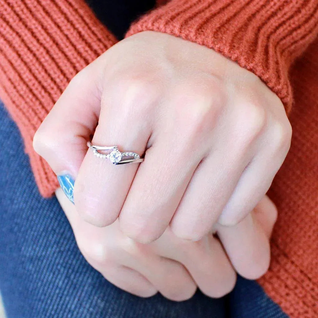 Silver Rings for Women 316L Stainless Steel DA144 - AAA Grade Cubic Zirconia in Clear - Jewelry Store by Erik Rayo