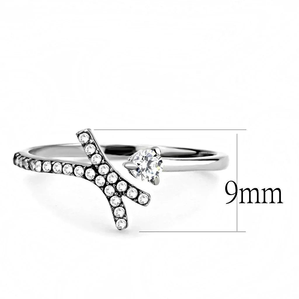 Silver Rings for Women 316L Stainless Steel DA145 - AAA Grade Cubic Zirconia in Clear - Jewelry Store by Erik Rayo