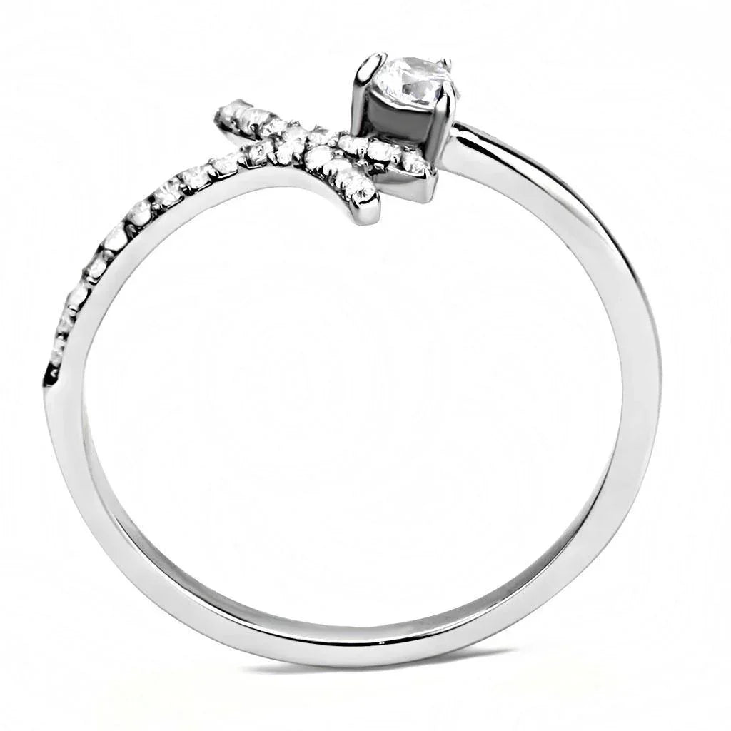 Silver Rings for Women 316L Stainless Steel DA145 - AAA Grade Cubic Zirconia in Clear - Jewelry Store by Erik Rayo