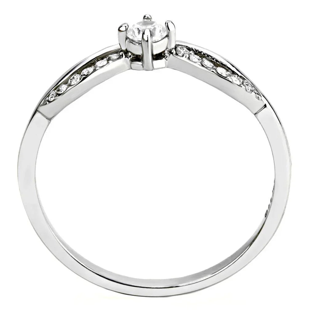 Silver Rings for Women 316L Stainless Steel DA146 - AAA Grade Cubic Zirconia in Clear - Jewelry Store by Erik Rayo
