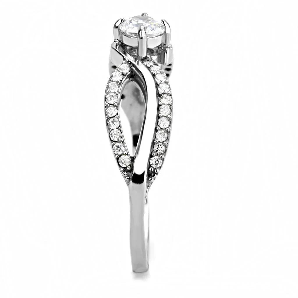 Silver Rings for Women 316L Stainless Steel DA147 - AAA Grade Cubic Zirconia in Clear - Jewelry Store by Erik Rayo