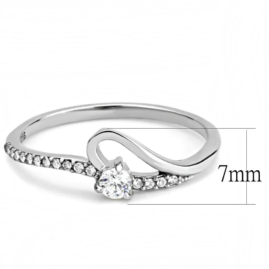 Silver Rings for Women 316L Stainless Steel DA148 - AAA Grade Cubic Zirconia in Clear - Jewelry Store by Erik Rayo