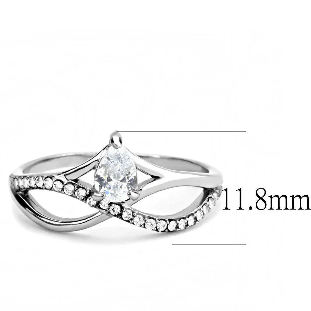 Silver Rings for Women 316L Stainless Steel DA149 - AAA Grade Cubic Zirconia in Clear - Jewelry Store by Erik Rayo