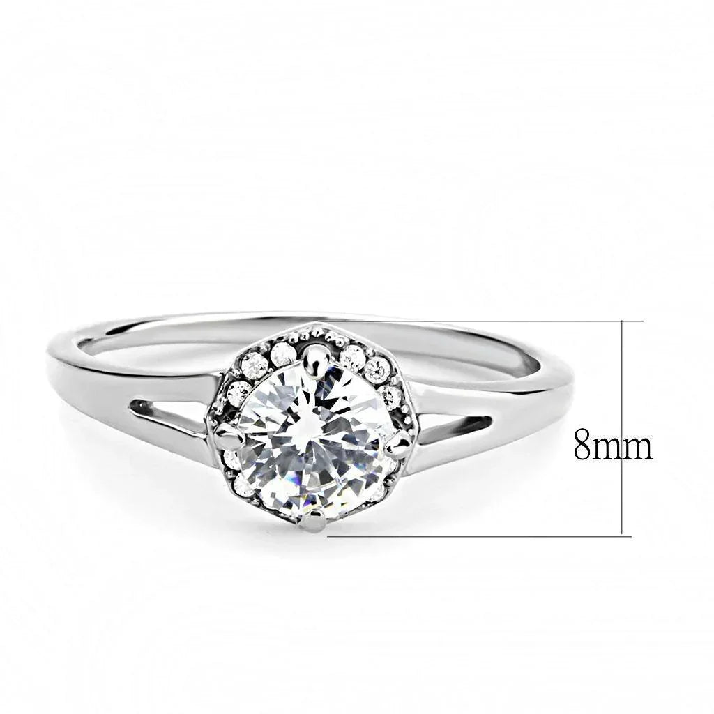 Silver Rings for Women 316L Stainless Steel DA150 - AAA Grade Cubic Zirconia in Clear - Jewelry Store by Erik Rayo