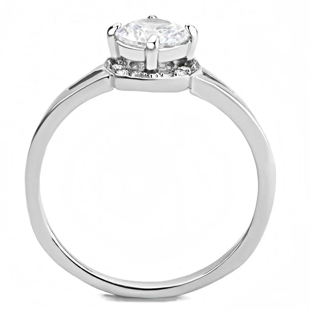 Silver Rings for Women 316L Stainless Steel DA150 - AAA Grade Cubic Zirconia in Clear - Jewelry Store by Erik Rayo