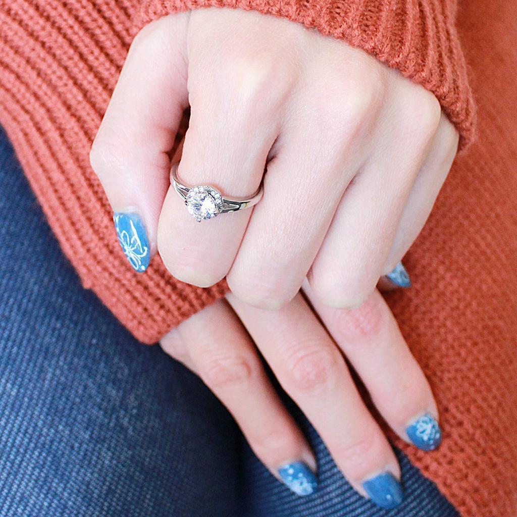 Silver Rings for Women 316L Stainless Steel DA150 - AAA Grade Cubic Zirconia in Clear - Jewelry Store by Erik Rayo