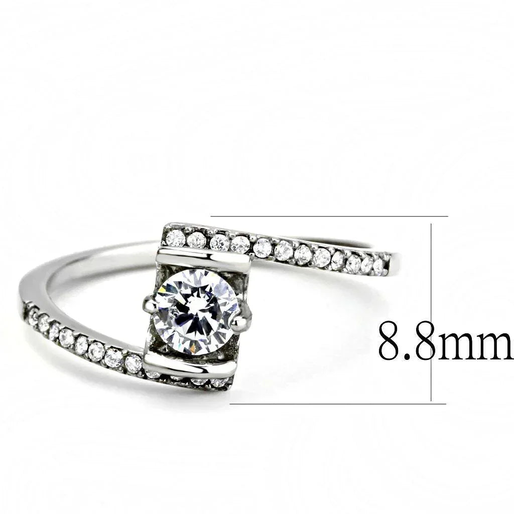 Silver Rings for Women 316L Stainless Steel DA151 - AAA Grade Cubic Zirconia in Clear - Jewelry Store by Erik Rayo