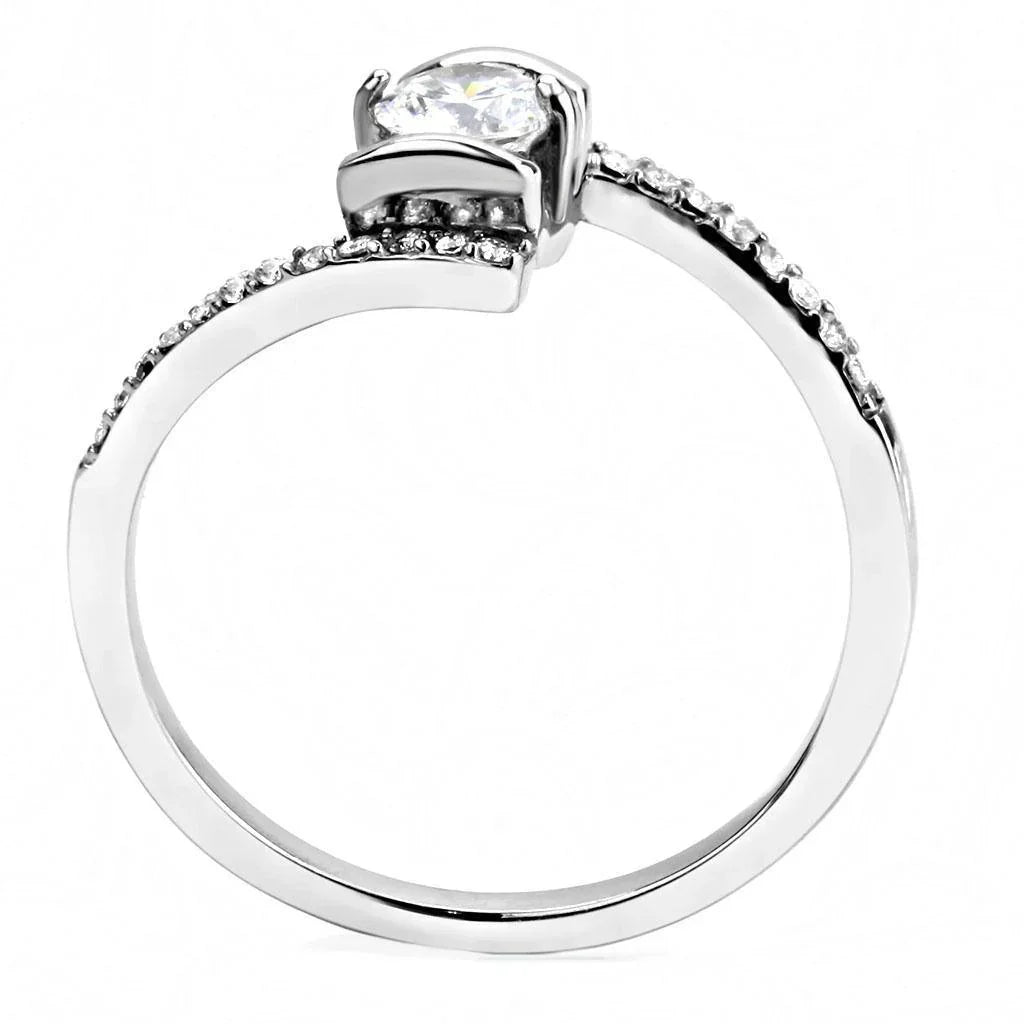 Silver Rings for Women 316L Stainless Steel DA151 - AAA Grade Cubic Zirconia in Clear - Jewelry Store by Erik Rayo
