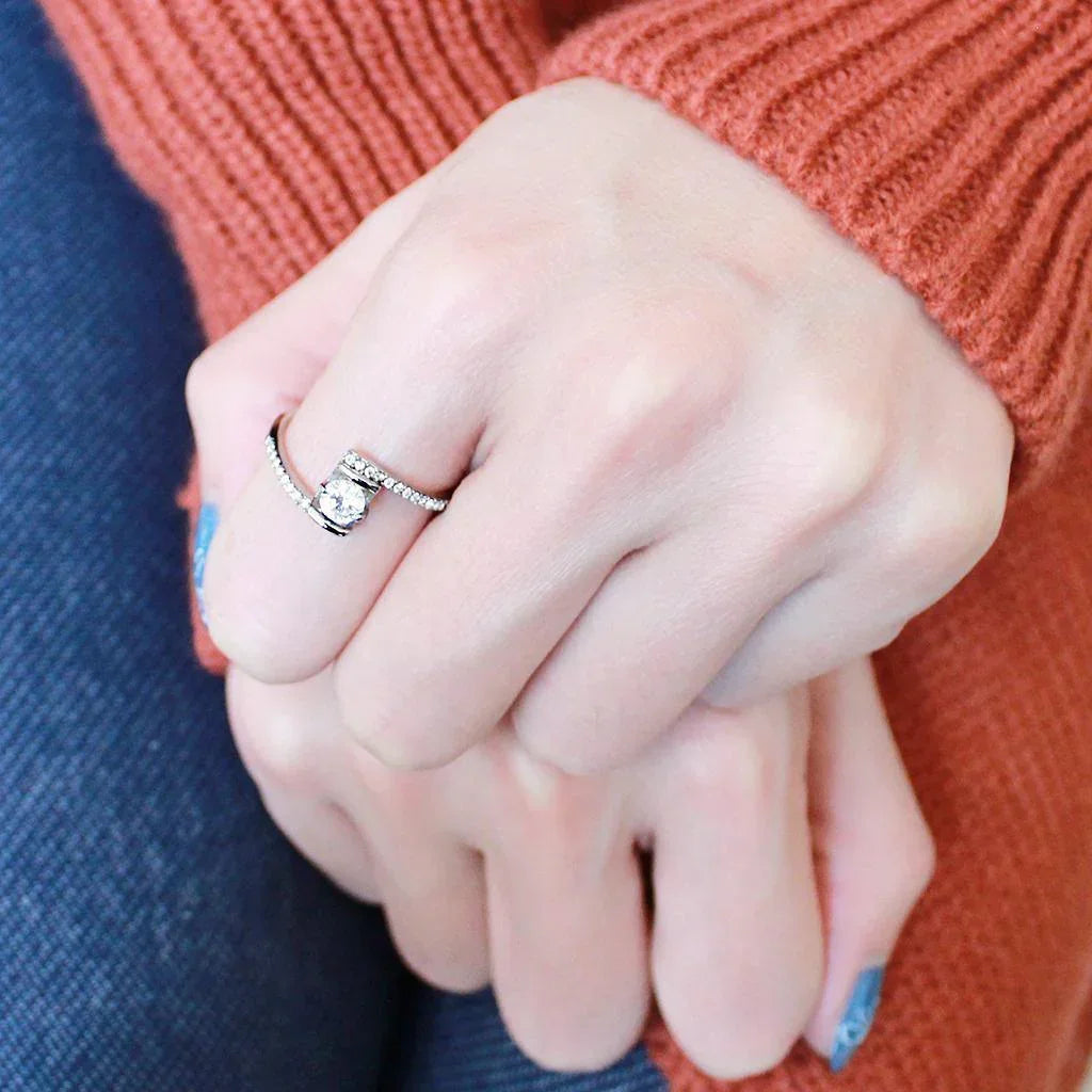 Silver Rings for Women 316L Stainless Steel DA151 - AAA Grade Cubic Zirconia in Clear - Jewelry Store by Erik Rayo