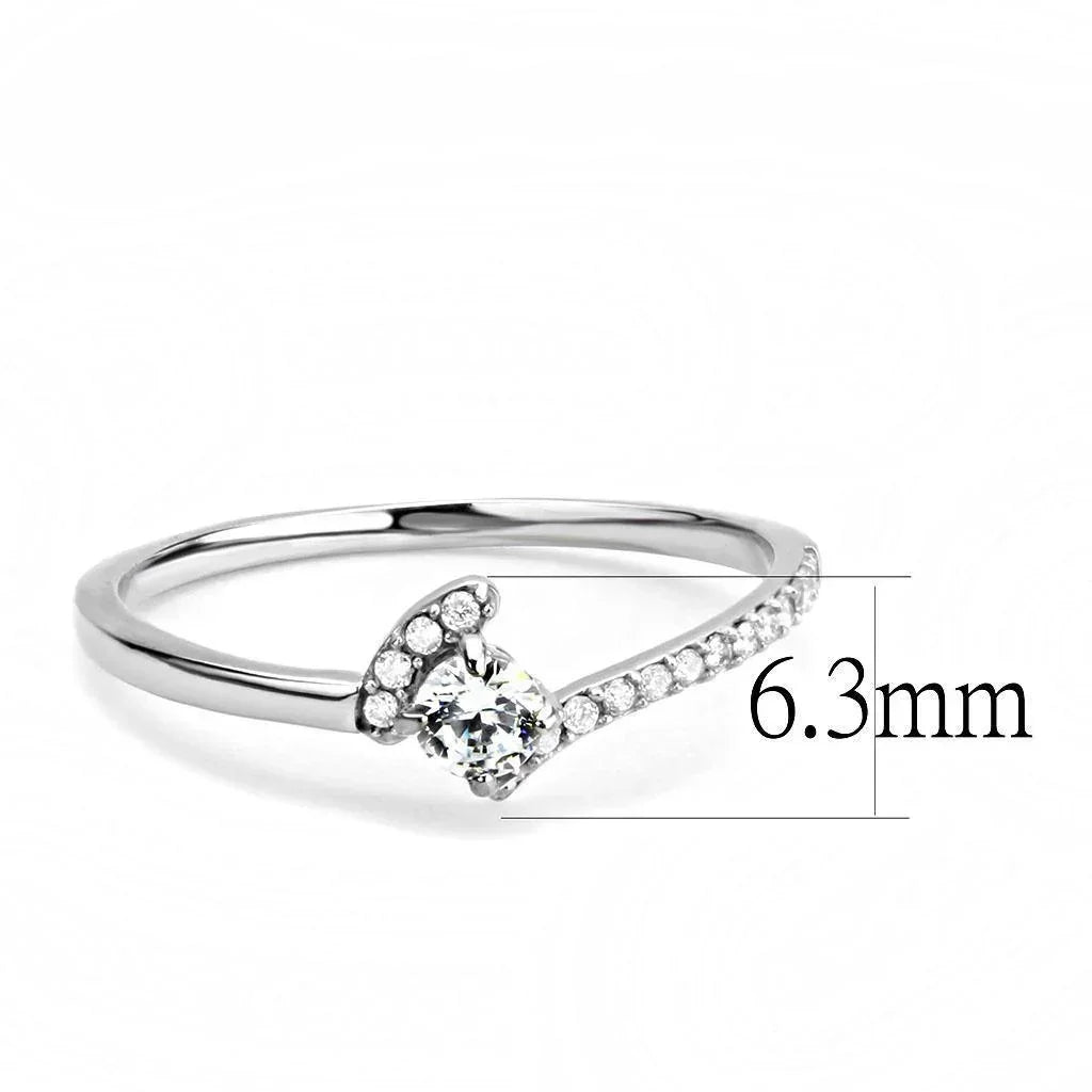 Silver Rings for Women 316L Stainless Steel DA152 - AAA Grade Cubic Zirconia in Clear - Jewelry Store by Erik Rayo