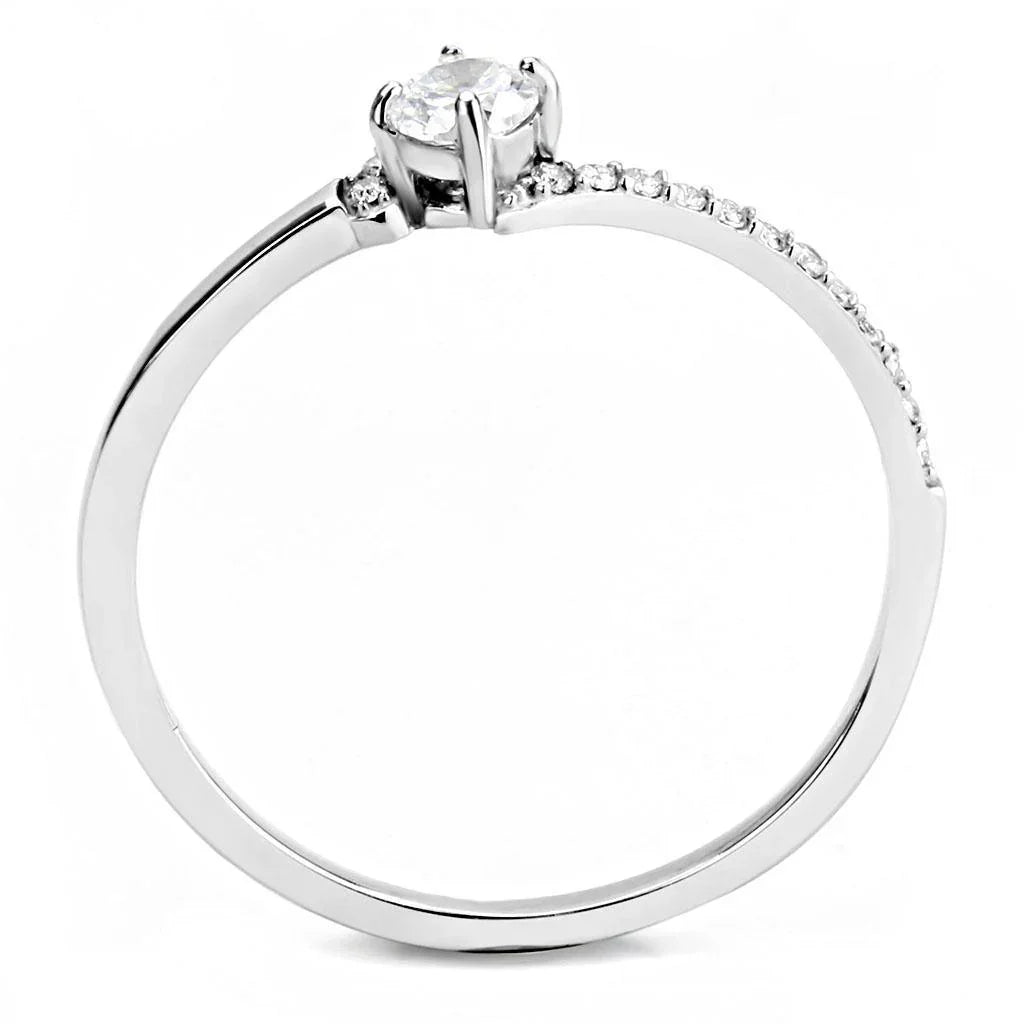 Silver Rings for Women 316L Stainless Steel DA152 - AAA Grade Cubic Zirconia in Clear - Jewelry Store by Erik Rayo