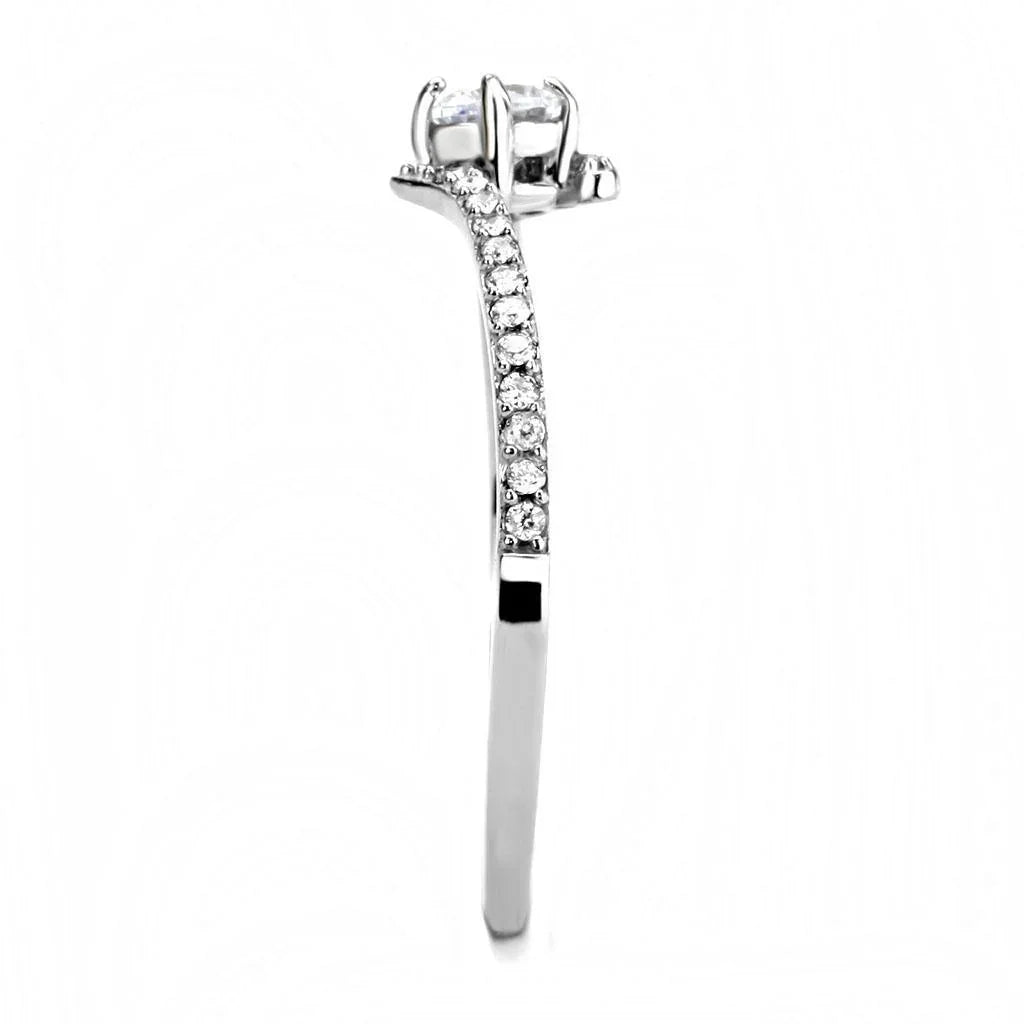 Silver Rings for Women 316L Stainless Steel DA152 - AAA Grade Cubic Zirconia in Clear - Jewelry Store by Erik Rayo