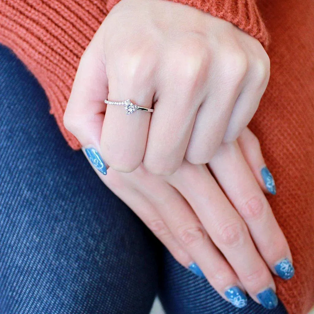 Silver Rings for Women 316L Stainless Steel DA152 - AAA Grade Cubic Zirconia in Clear - Jewelry Store by Erik Rayo