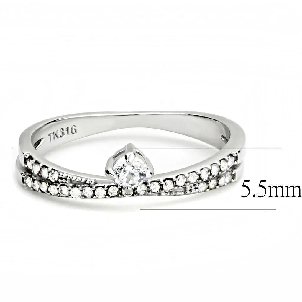 Silver Rings for Women 316L Stainless Steel DA153 - AAA Grade Cubic Zirconia in Clear - Jewelry Store by Erik Rayo