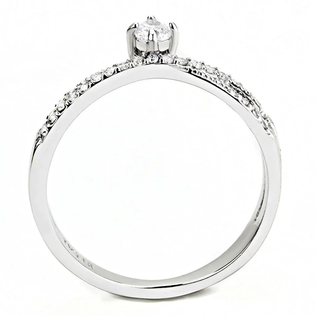 Silver Rings for Women 316L Stainless Steel DA153 - AAA Grade Cubic Zirconia in Clear - Jewelry Store by Erik Rayo