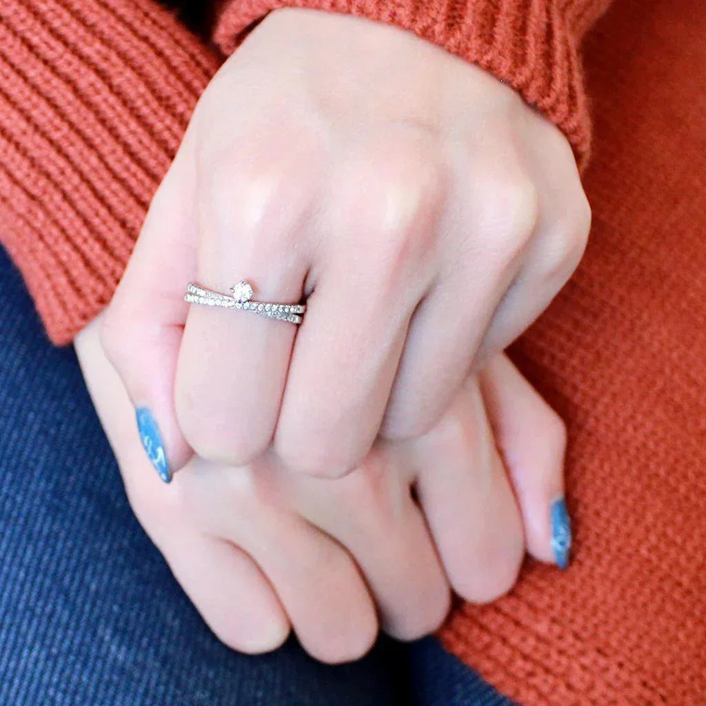 Silver Rings for Women 316L Stainless Steel DA153 - AAA Grade Cubic Zirconia in Clear - Jewelry Store by Erik Rayo