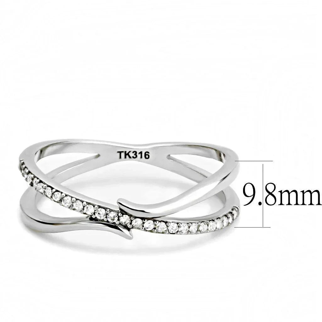 Silver Rings for Women 316L Stainless Steel DA155 - AAA Grade Cubic Zirconia in Clear - Jewelry Store by Erik Rayo