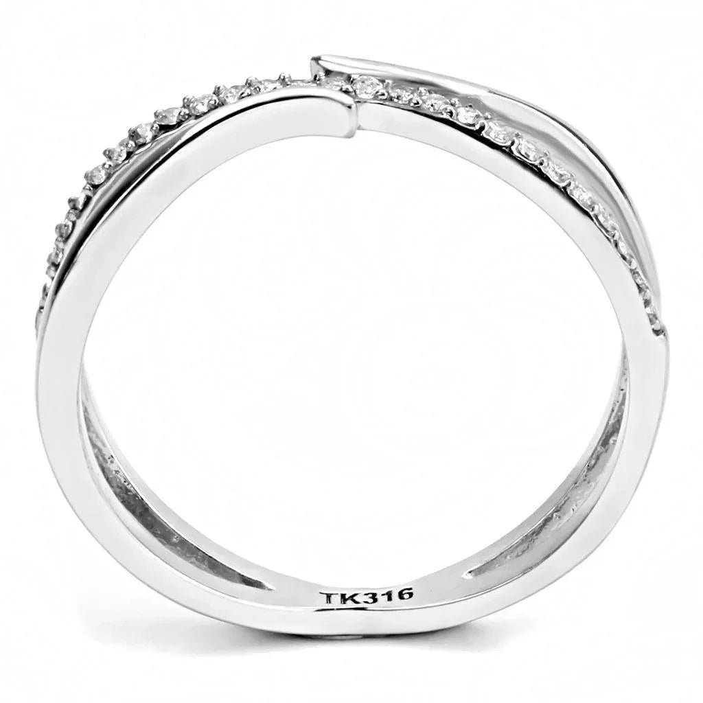 Silver Rings for Women 316L Stainless Steel DA155 - AAA Grade Cubic Zirconia in Clear - Jewelry Store by Erik Rayo
