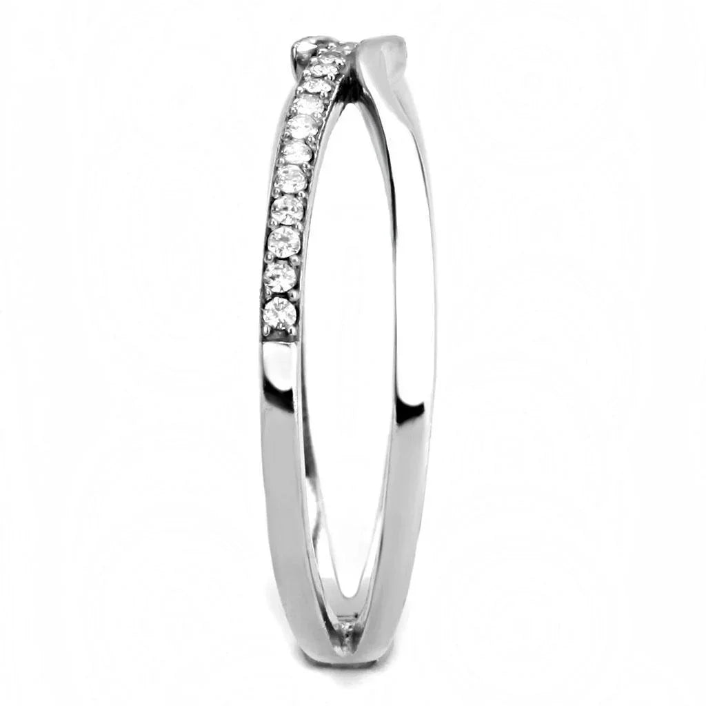 Silver Rings for Women 316L Stainless Steel DA155 - AAA Grade Cubic Zirconia in Clear - Jewelry Store by Erik Rayo