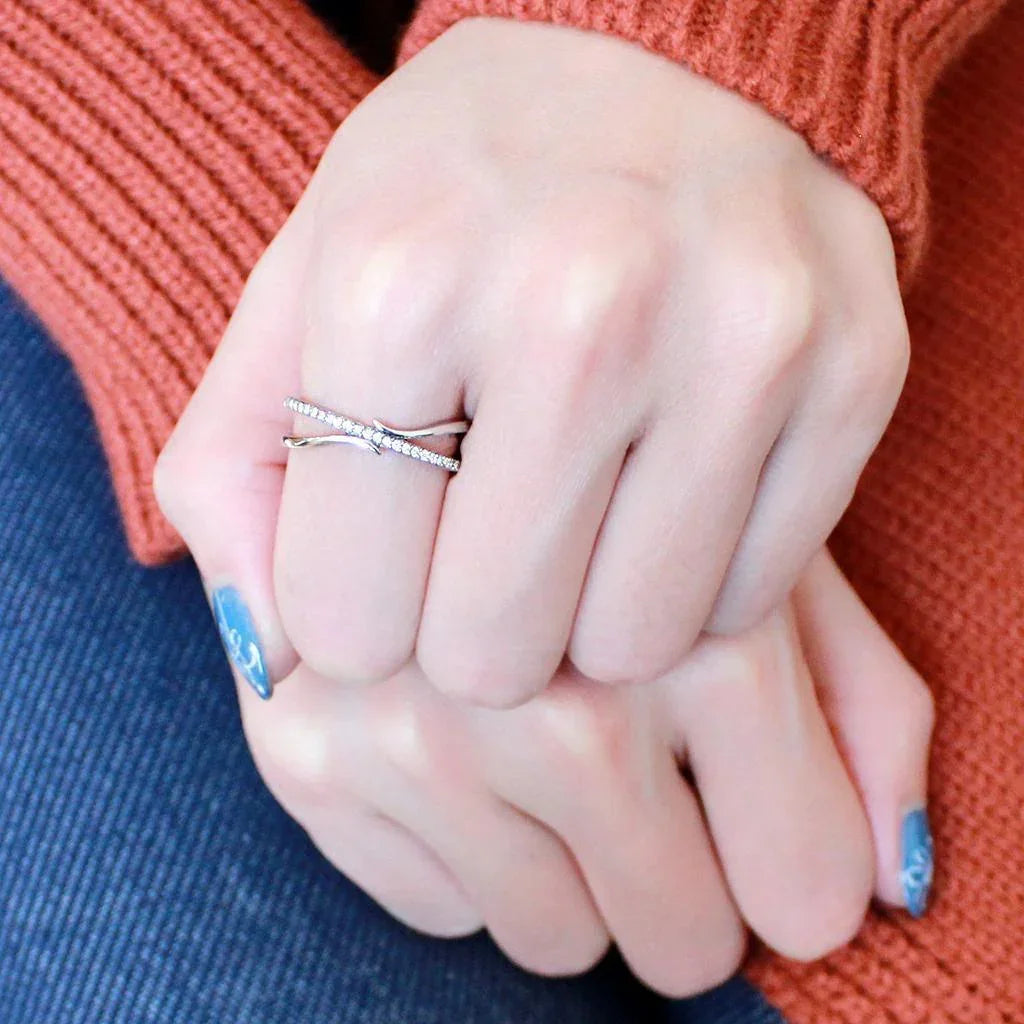Silver Rings for Women 316L Stainless Steel DA155 - AAA Grade Cubic Zirconia in Clear - Jewelry Store by Erik Rayo