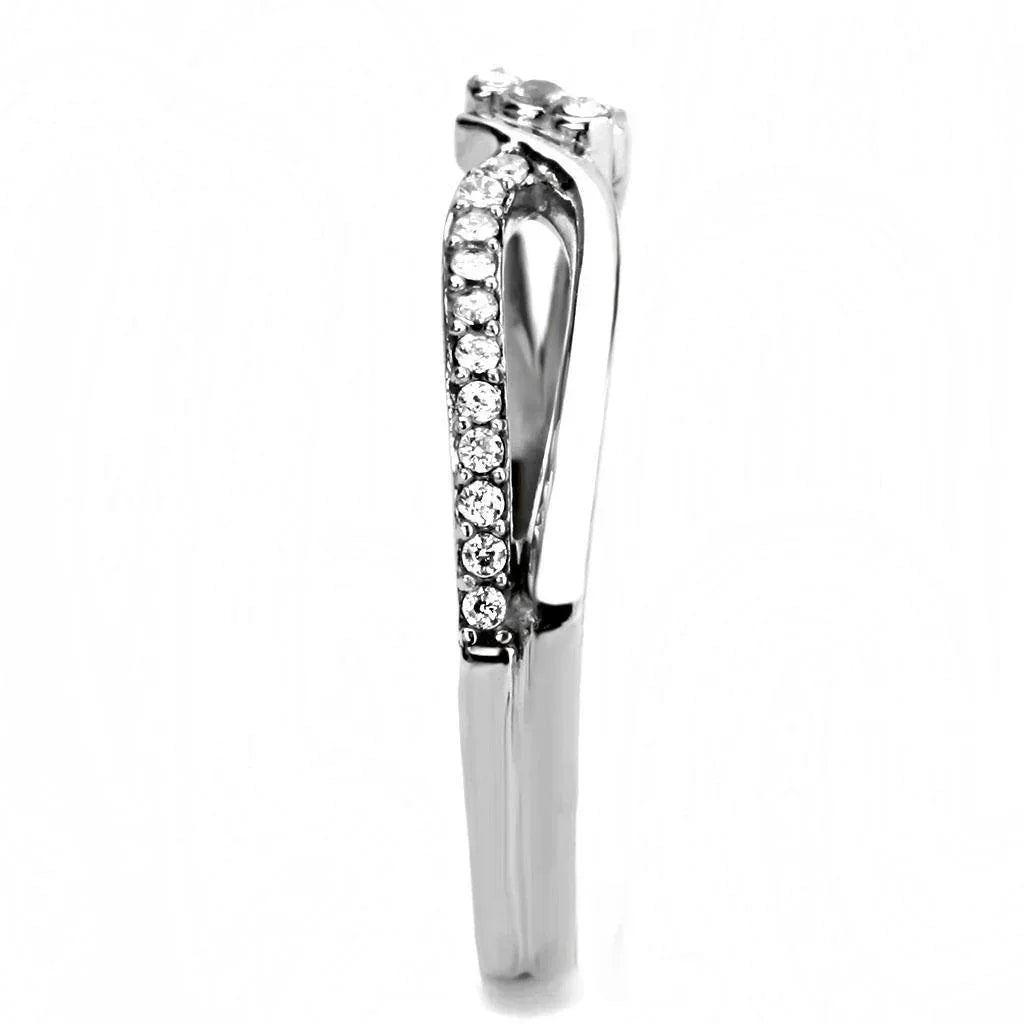 Silver Rings for Women 316L Stainless Steel DA156 - AAA Grade Cubic Zirconia in Clear - Jewelry Store by Erik Rayo